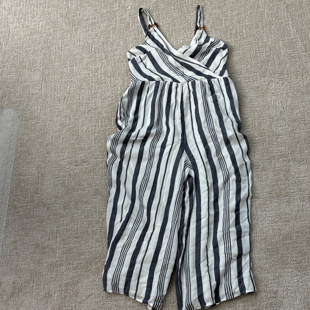 American Eagle Outfitters Blue and White Striped Women’s jumpsuit.